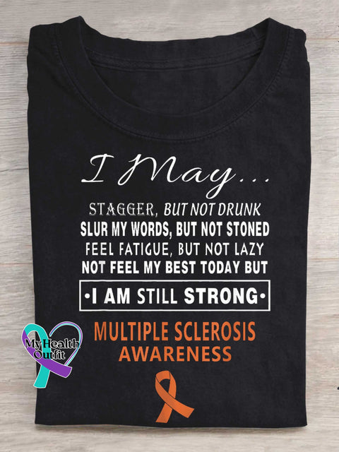 Ms Awareness Multiple Sclerosis Warrior Multiple Sclerosis Orange Ribbon T-shirt Black / S