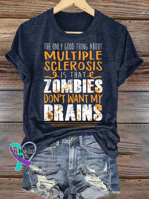 Ms Awareness Multiple Sclerosis Warrior Multiple Sclerosis Orange Ribbon T-shirt Blue / S