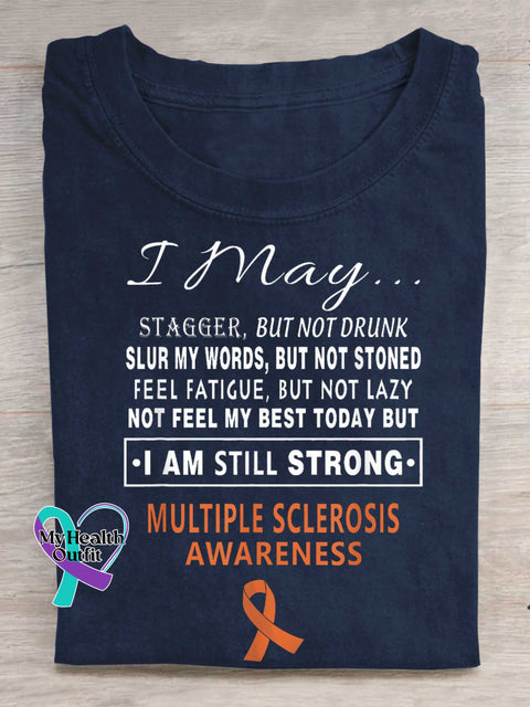 Ms Awareness Multiple Sclerosis Warrior Multiple Sclerosis Orange Ribbon T-shirt Blue / S