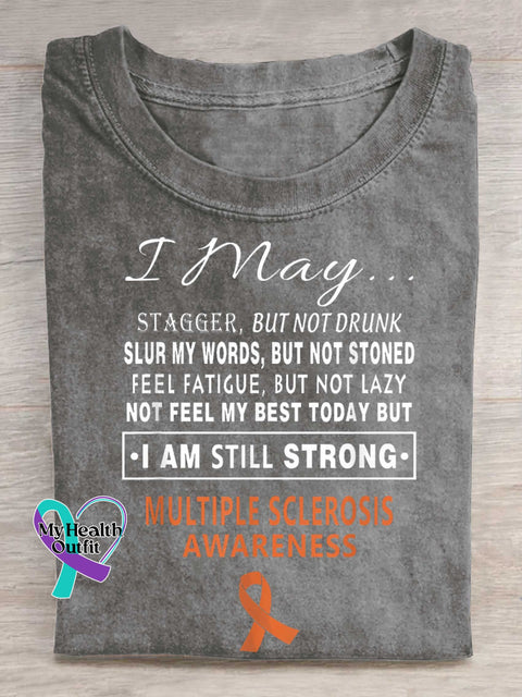 Ms Awareness Multiple Sclerosis Warrior Multiple Sclerosis Orange Ribbon T-shirt Grey / S