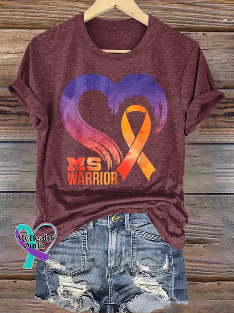Ms Awareness Multiple Sclerosis Warrior Multiple Sclerosis Orange Ribbon T-shirt Red / S