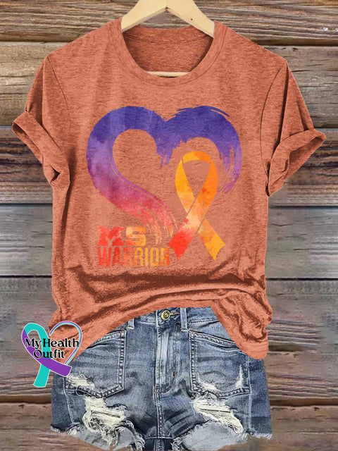 Ms Awareness Multiple Sclerosis Warrior Multiple Sclerosis Orange Ribbon T-shirt Orange / S