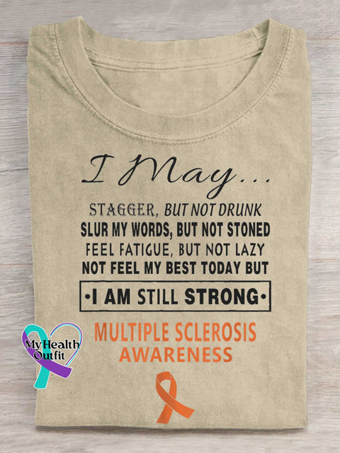 Ms Awareness Multiple Sclerosis Warrior Multiple Sclerosis Orange Ribbon T-shirt Sand / S