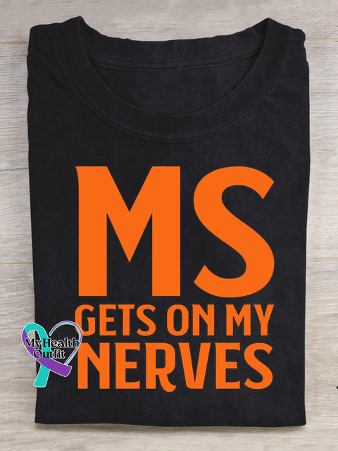 MS Gets On My Nervous Casual Crew Neck Short Sleeve T-Shirt Black / S