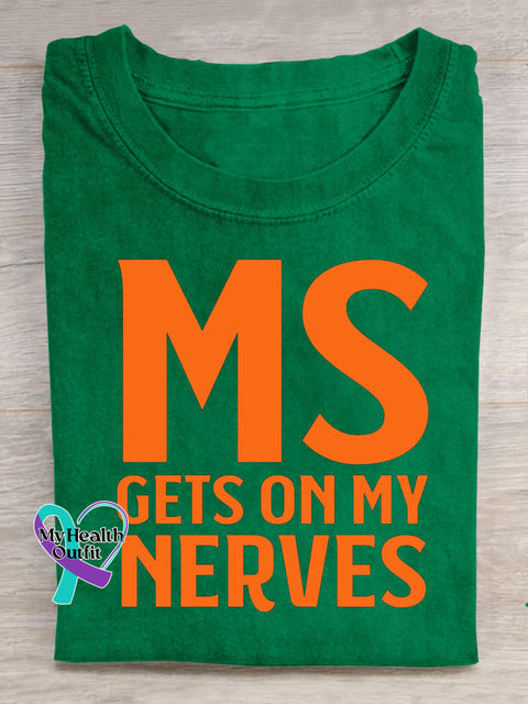MS Gets On My Nervous Casual Crew Neck Short Sleeve T-Shirt Green / S