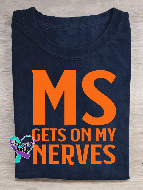 MS Gets On My Nervous Casual Crew Neck Short Sleeve T-Shirt NavyBlue / S