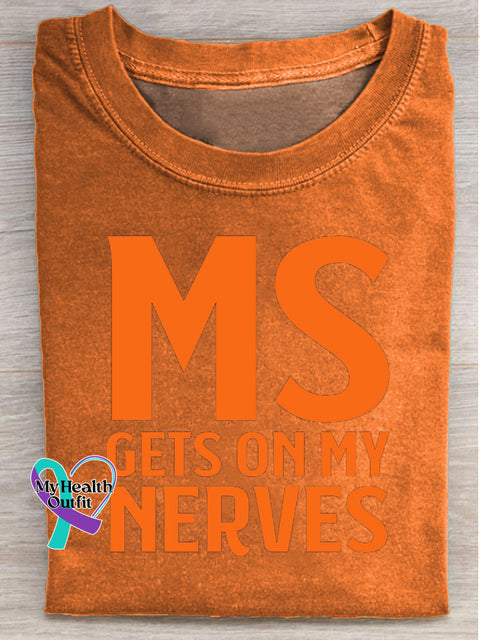 MS Gets On My Nervous Casual Crew Neck Short Sleeve T-Shirt Orange / S