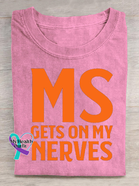 MS Gets On My Nervous Casual Crew Neck Short Sleeve T-Shirt Pink / S
