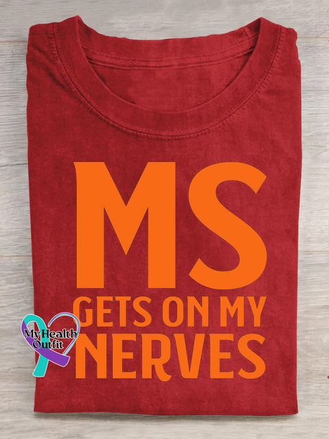 MS Gets On My Nervous Casual Crew Neck Short Sleeve T-Shirt Red / S