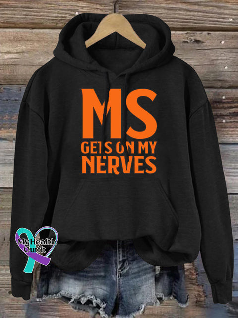 MS Gets On My Nervous Print Casual Hoodie Black / S