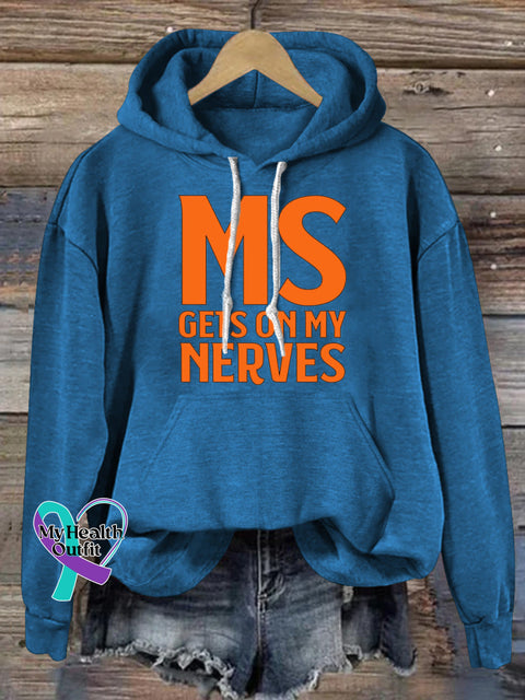 MS Gets On My Nervous Print Casual Hoodie Blue / S