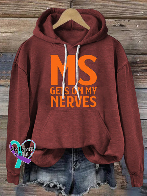 MS Gets On My Nervous Print Casual Hoodie Claret / S