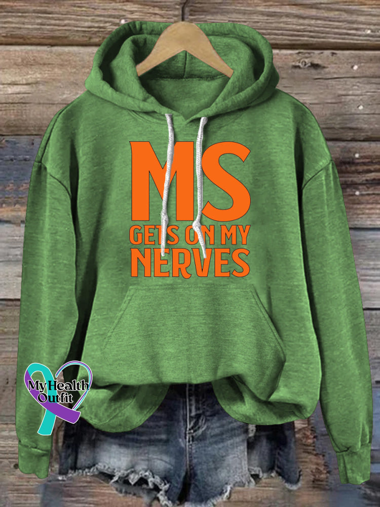 MS Gets On My Nervous Print Casual Hoodie Green / S
