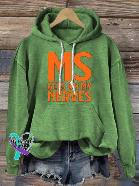 MS Gets On My Nervous Print Casual Hoodie Green / S