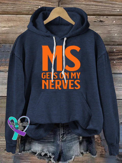 MS Gets On My Nervous Print Casual Hoodie Navyblue / S