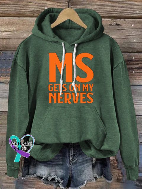 MS Gets On My Nervous Print Casual Hoodie OliveGreen / S