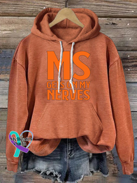 MS Gets On My Nervous Print Casual Hoodie Orange / S
