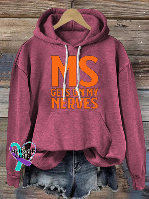 MS Gets On My Nervous Print Casual Hoodie RoseRed / S