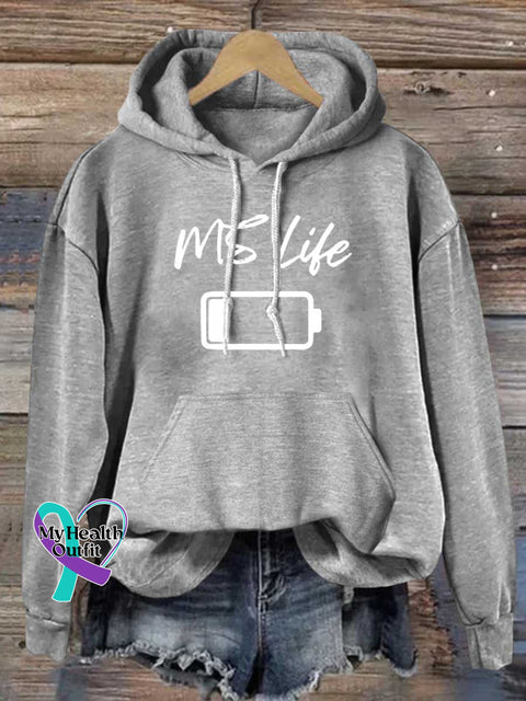 MS Life Ms Awareness Multiple Sclerosis Warrior Multiple Sclerosis Orange Ribbon Casual Hoodie Sweatshirt Grey / S