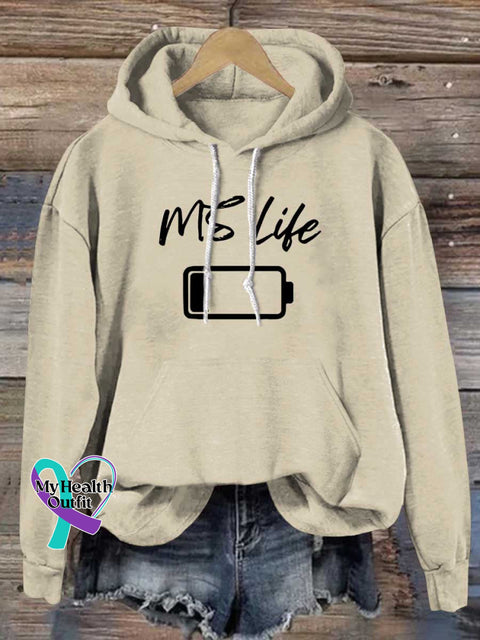 MS Life Ms Awareness Multiple Sclerosis Warrior Multiple Sclerosis Orange Ribbon Casual Hoodie Sweatshirt Sand / S