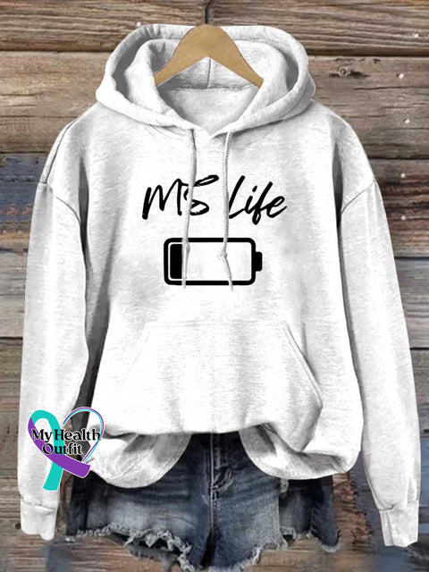 MS Life Ms Awareness Multiple Sclerosis Warrior Multiple Sclerosis Orange Ribbon Casual Hoodie Sweatshirt White / S