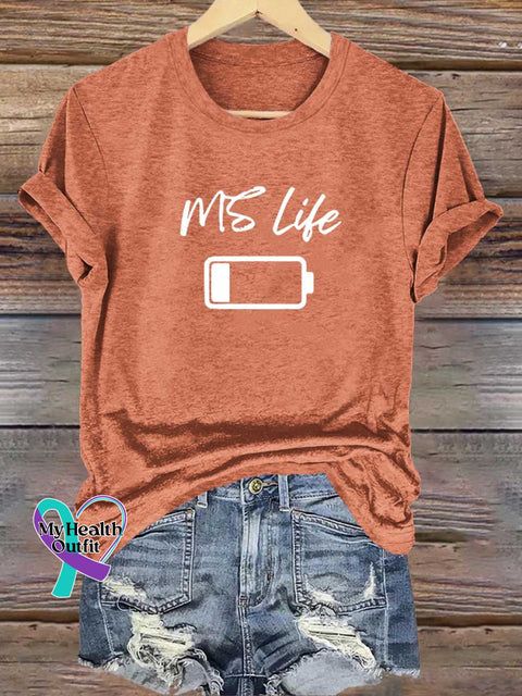 MS Life Ms Awareness Multiple Sclerosis Warrior Multiple Sclerosis Orange Ribbon T-shirt Orange / S