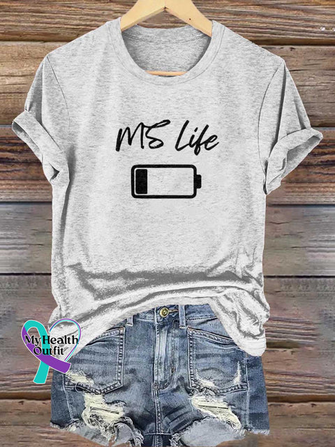 MS Life Ms Awareness Multiple Sclerosis Warrior Multiple Sclerosis Orange Ribbon T-shirt White / S