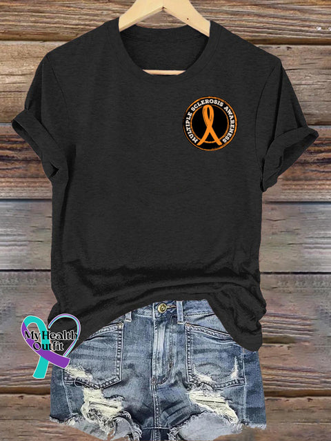 Multiple Sclerosis Awareness Casual Round Neck Short Sleeve Black / S