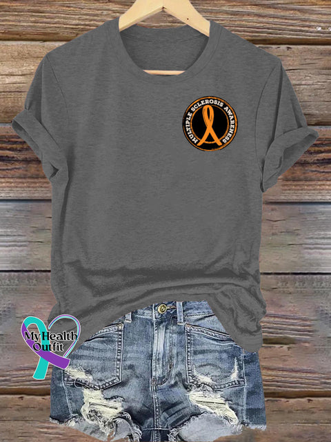 Multiple Sclerosis Awareness Casual Round Neck Short Sleeve Grey / S