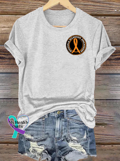 Multiple Sclerosis Awareness Casual Round Neck Short Sleeve White / S