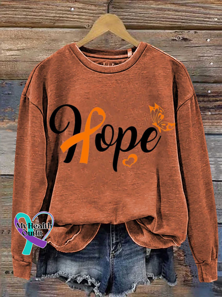 Multiple Sclerosis Awareness Hope Print Casual Sweatshirt Orange / S
