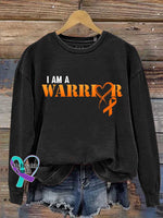 Multiple Sclerosis Awareness I Am A Warrior Print Casual Sweatshirt Black / S