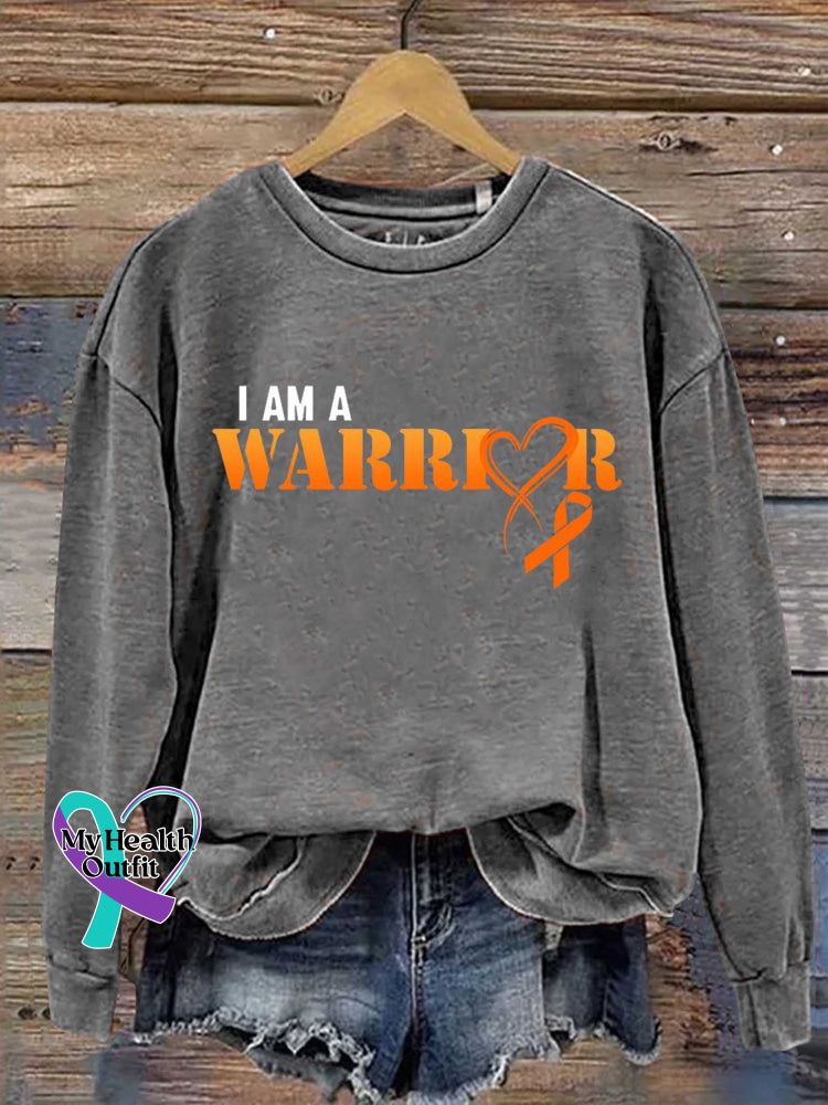 Multiple Sclerosis Awareness I Am A Warrior Print Casual Sweatshirt Grey / S