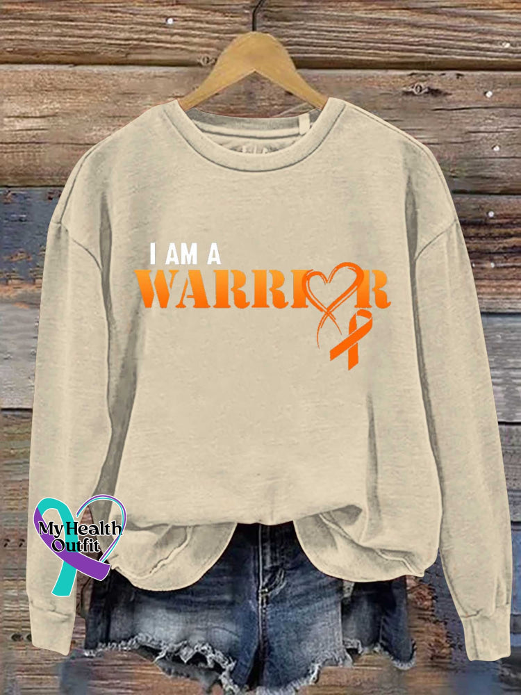 Multiple Sclerosis Awareness I Am A Warrior Print Casual Sweatshirt Khaki / S