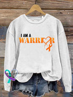 Multiple Sclerosis Awareness I Am A Warrior Print Casual Sweatshirt White / S