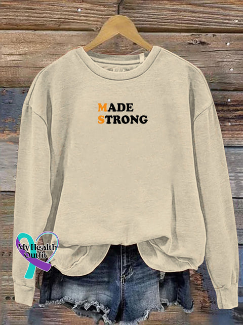 Multiple Sclerosis Awareness MS Made Strong Crew Neck Casual Sweatshirt Beige / S