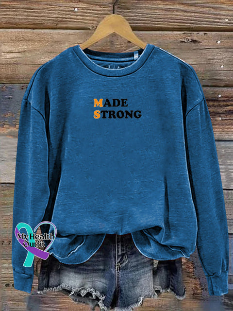Multiple Sclerosis Awareness MS Made Strong Crew Neck Casual Sweatshirt Blue / S