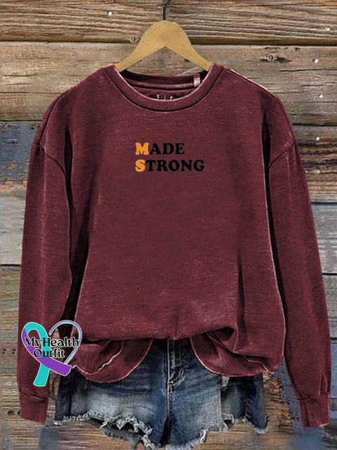 Multiple Sclerosis Awareness MS Made Strong Crew Neck Casual Sweatshirt Claret / S