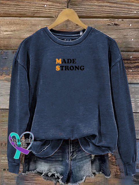 Multiple Sclerosis Awareness MS Made Strong Crew Neck Casual Sweatshirt NavyBlue / S