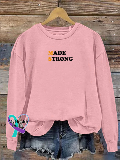 Multiple Sclerosis Awareness MS Made Strong Crew Neck Casual Sweatshirt Pink / S