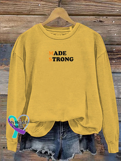 Multiple Sclerosis Awareness MS Made Strong Crew Neck Casual Sweatshirt Yellow / S