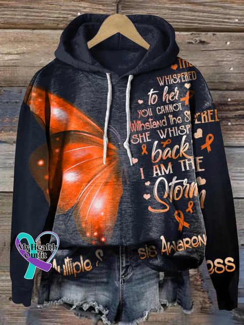 Multiple Sclerosis Awareness Printed Casual Hoodie Multicolor / S