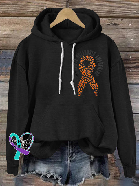 Multiple Sclerosis Awareness Prints Casual Hoodie Black / S