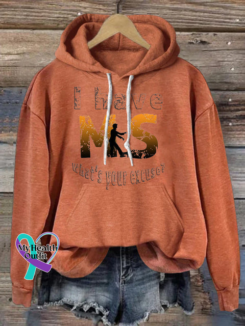 Multiple Sclerosis Awareness Prints Casual Hoodie Orange / S