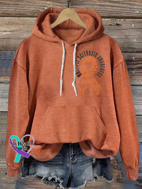 Multiple Sclerosis Awareness Prints Casual Hoodie Orange / S