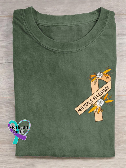 Multiple Sclerosis Awareness Ribbon Graphic Printed T-Shirt Green / S