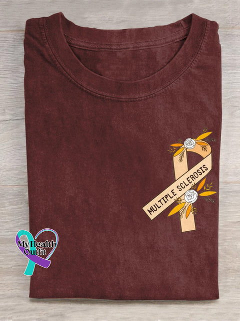 Multiple Sclerosis Awareness Ribbon Graphic Printed T-Shirt Red / S