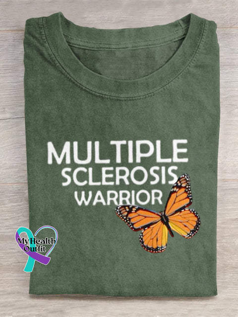 ’Multiple Sclerosis Awareness’ Texts And Butterfly Graphic Printed T-Shirt Green / S