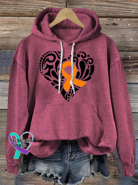 Multiple Sclerosis Printed Casual Hoodie GreyPink / S