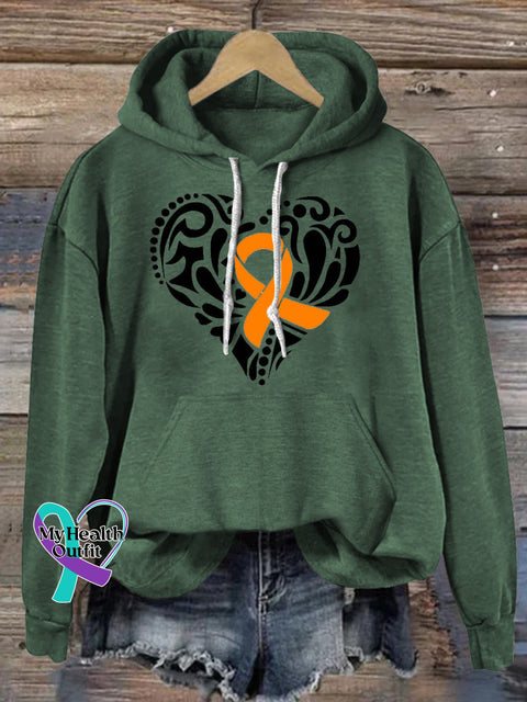 Multiple Sclerosis Printed Casual Hoodie OliveGreen / S